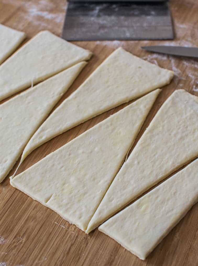 sourdough croissant dough triangles