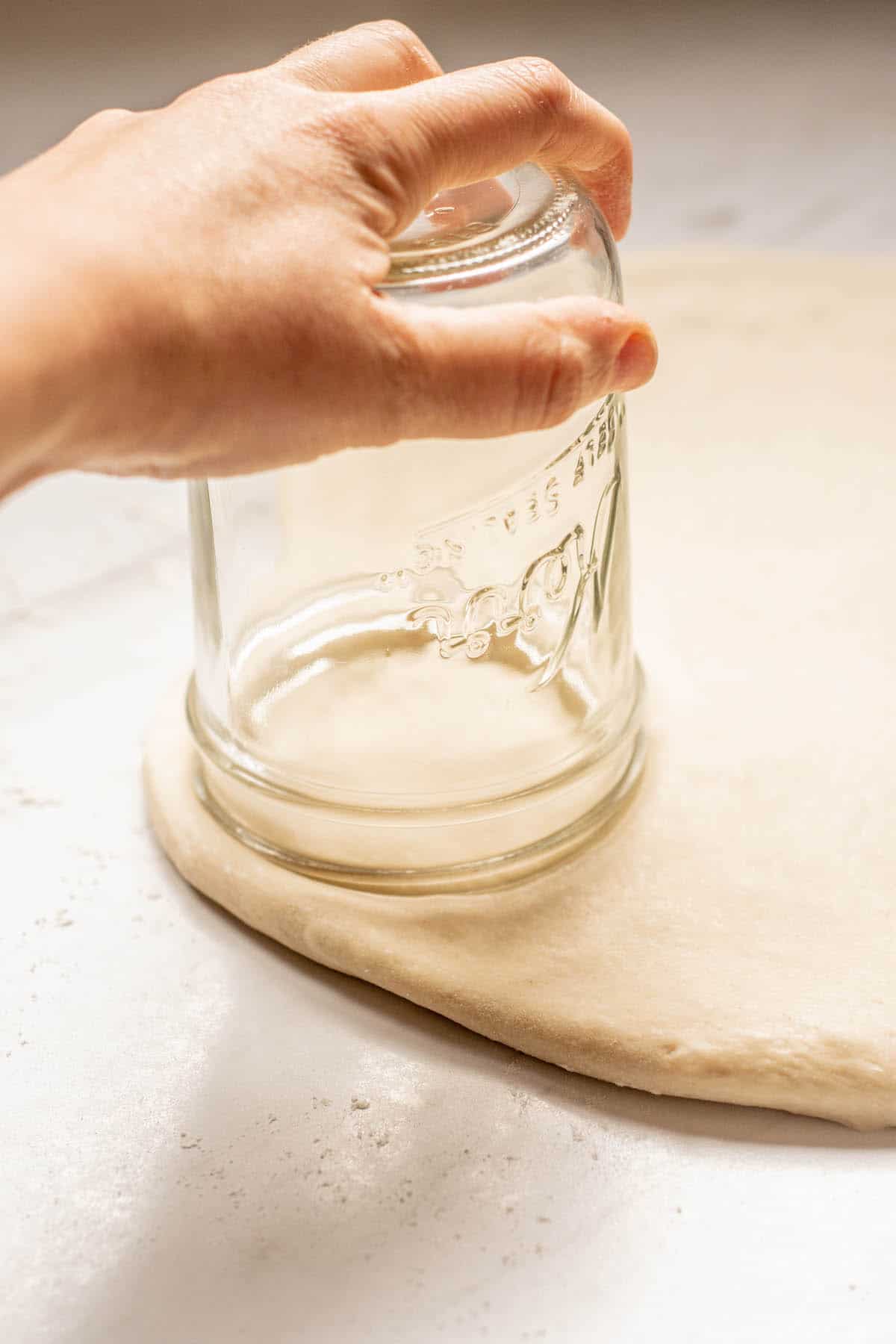 jar cutting dough.
