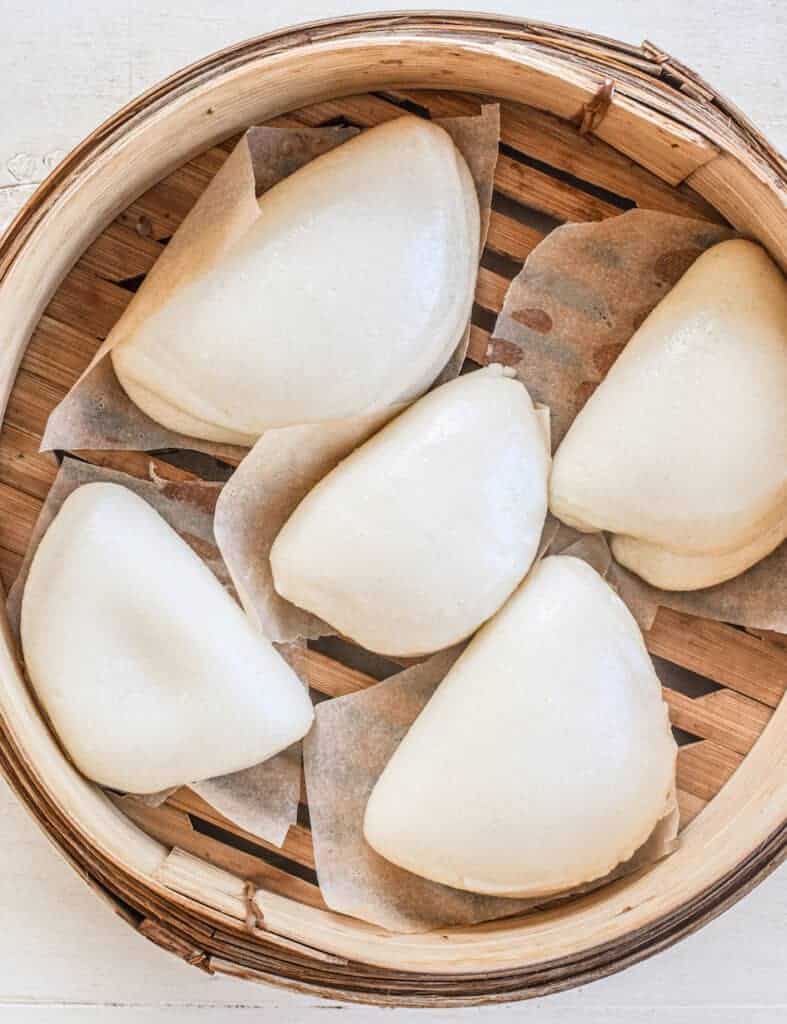a birds eye view of steamed buns 