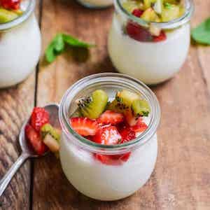 Yogurt Panna cotta with Fresh Fruit – Healthy Breakfast  On-the-Go