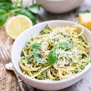 Simple Lemon and Zucchini Spaghetti with Fresh Basil