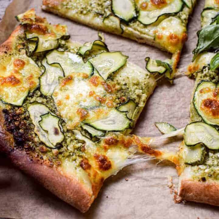 Zucchini and Green Pesto Pizza