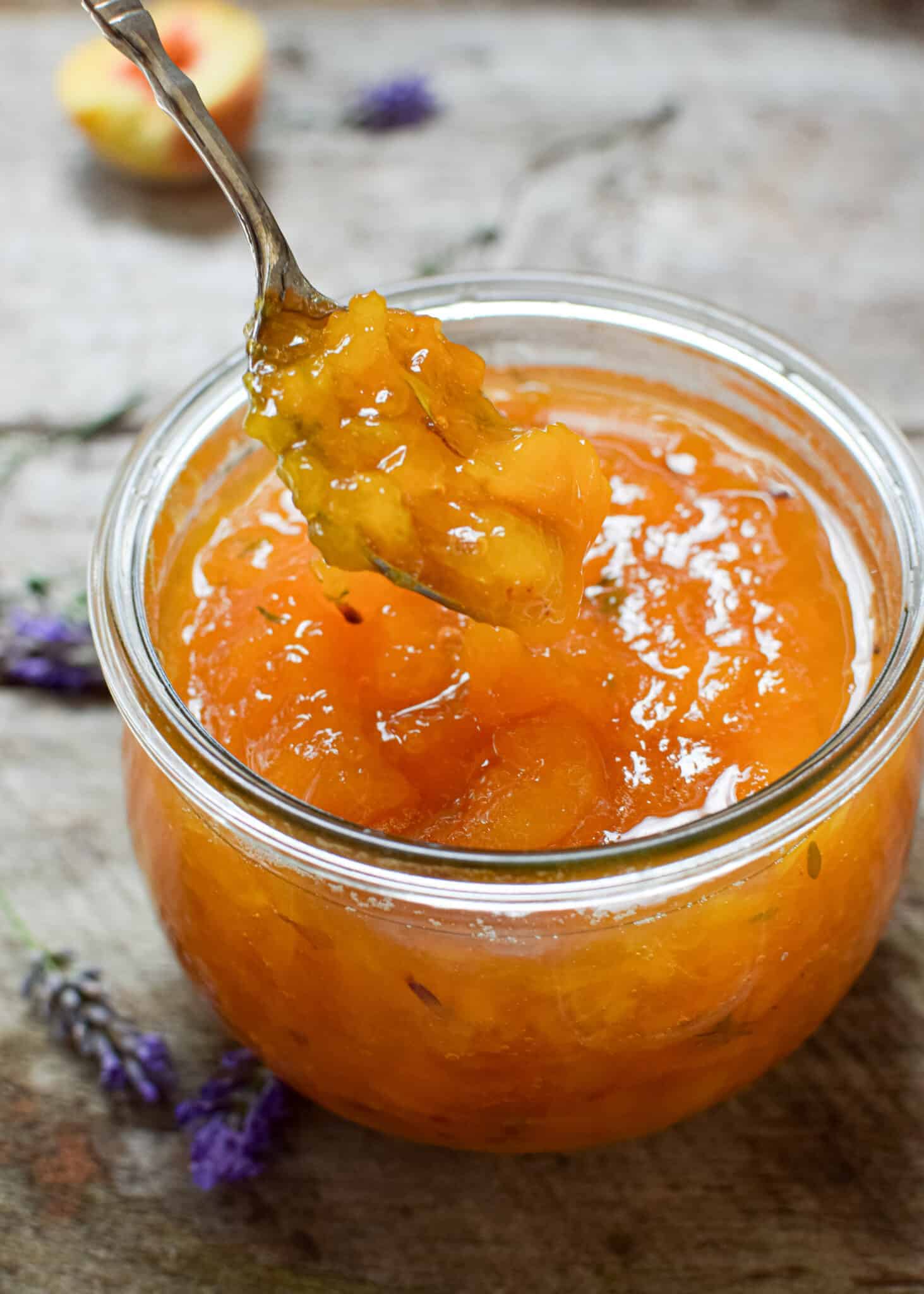 Easy Peach Preserves Recipe (Lavender & Thyme) - Home Grown Happiness