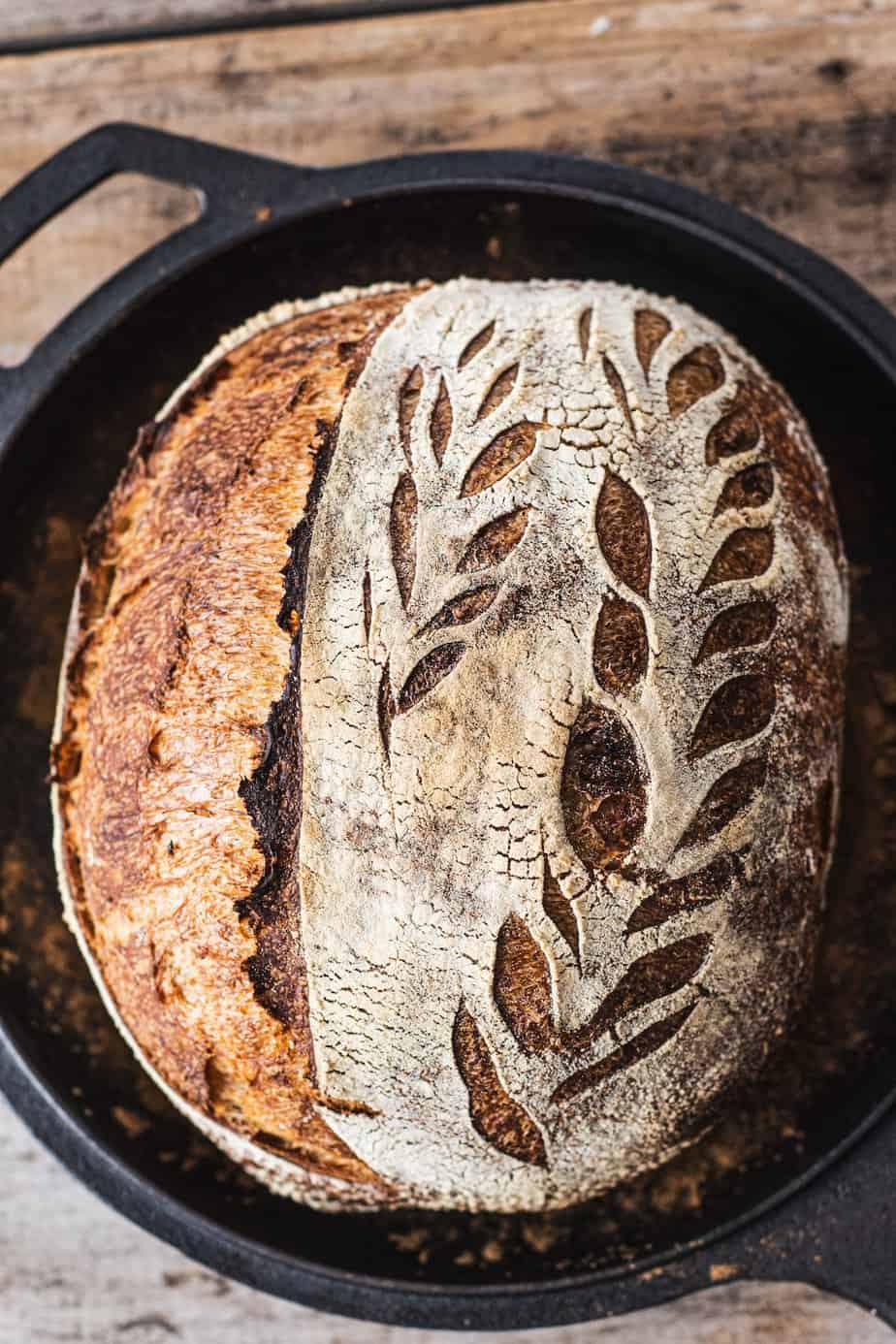 Sourdough boule in my 5 quart lodge. This was my first time using