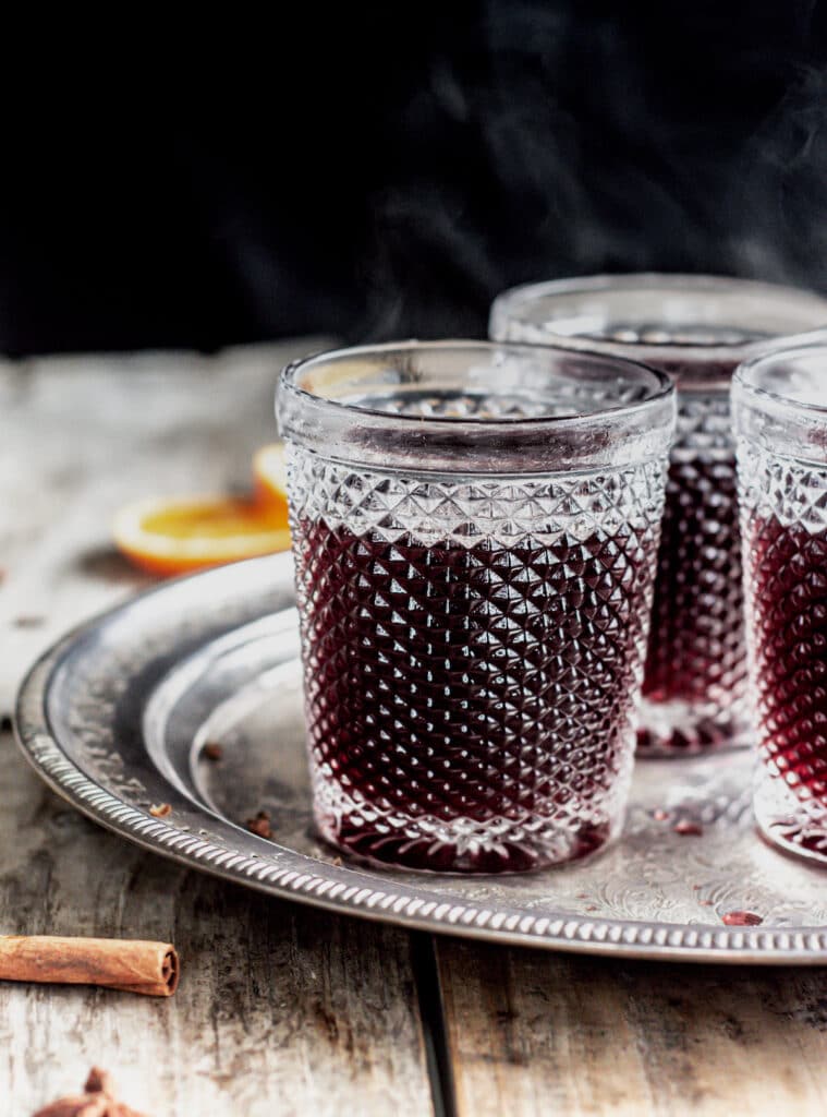 steaming mulled wine