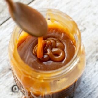 a jar of caramel sauce