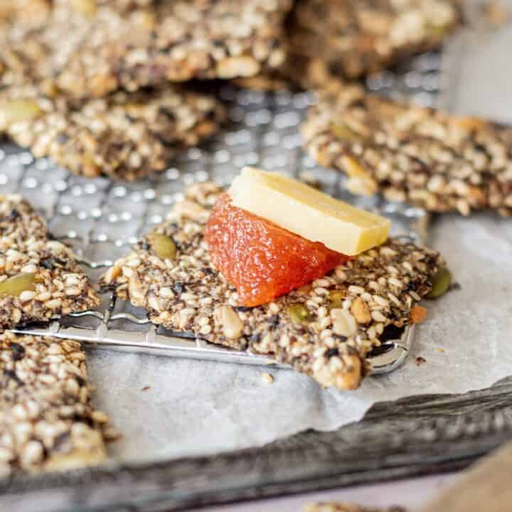 seed cracker with quince paste on it.