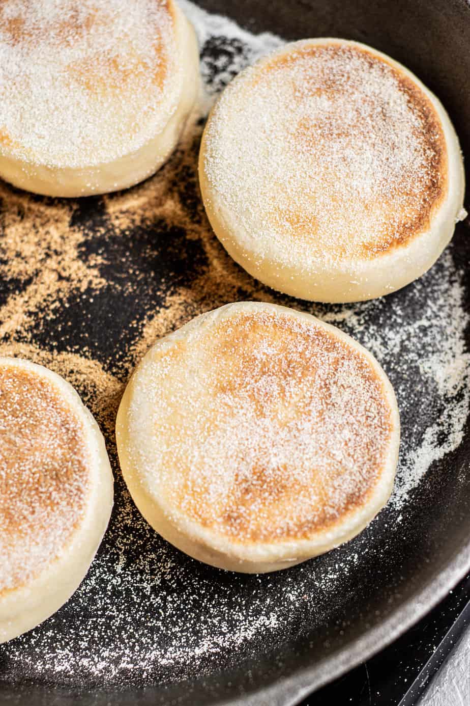 cooked English muffins.
