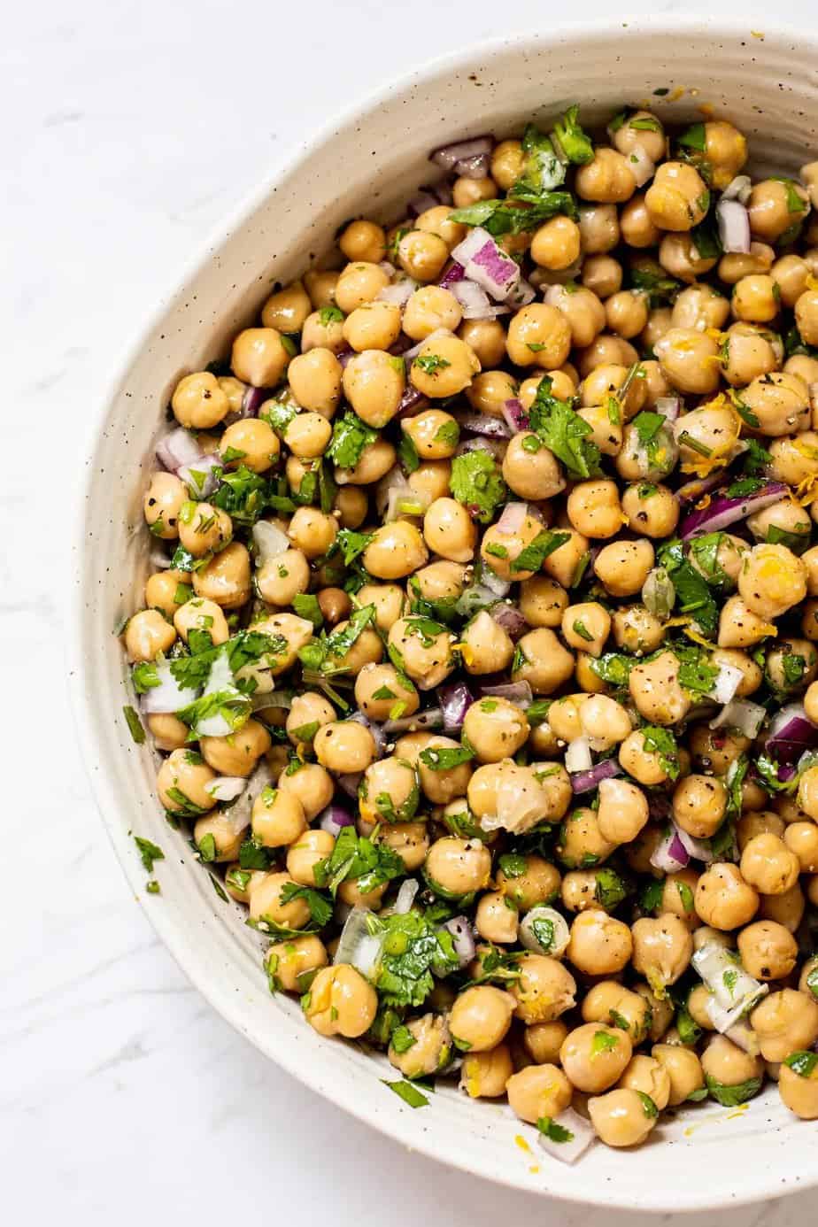 chickpea salad Birds Eye view.