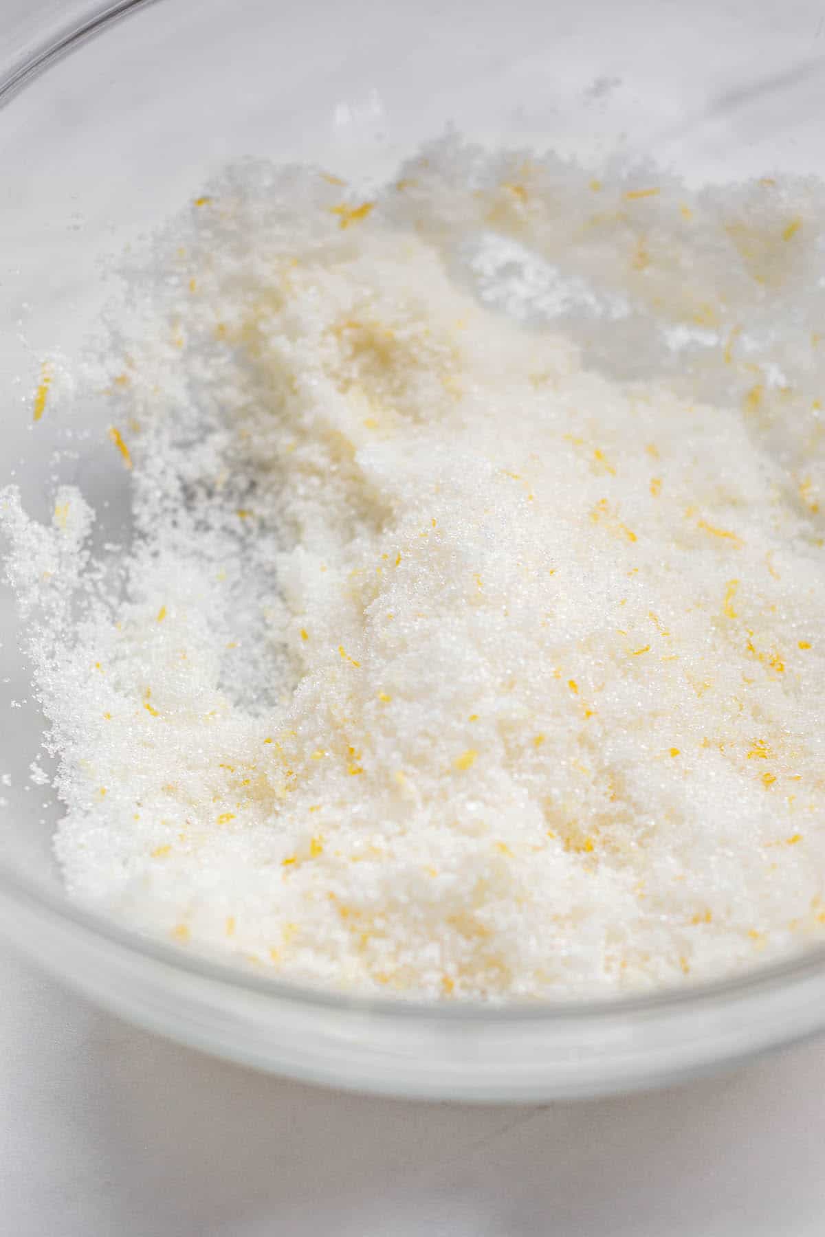 lemon zest rubbed into sugar.