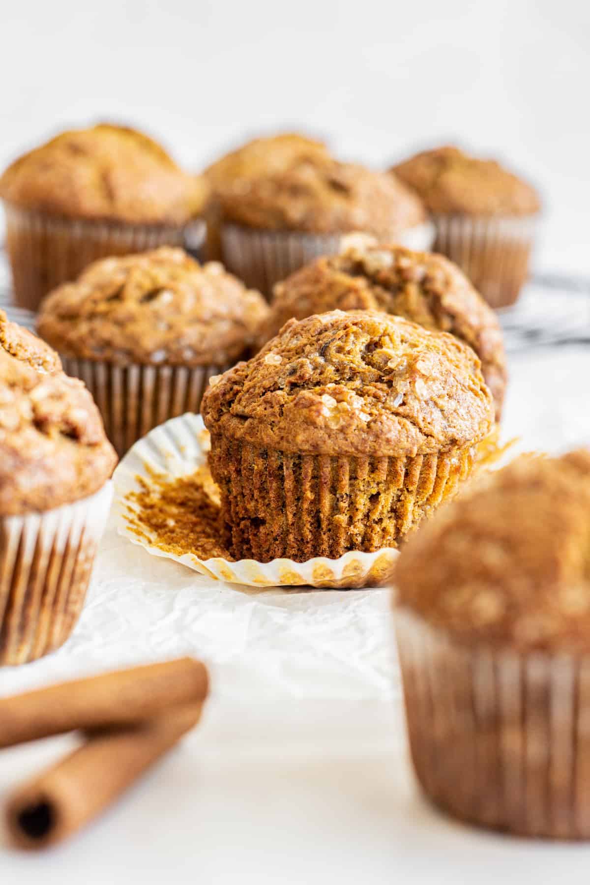 side view of muffins.